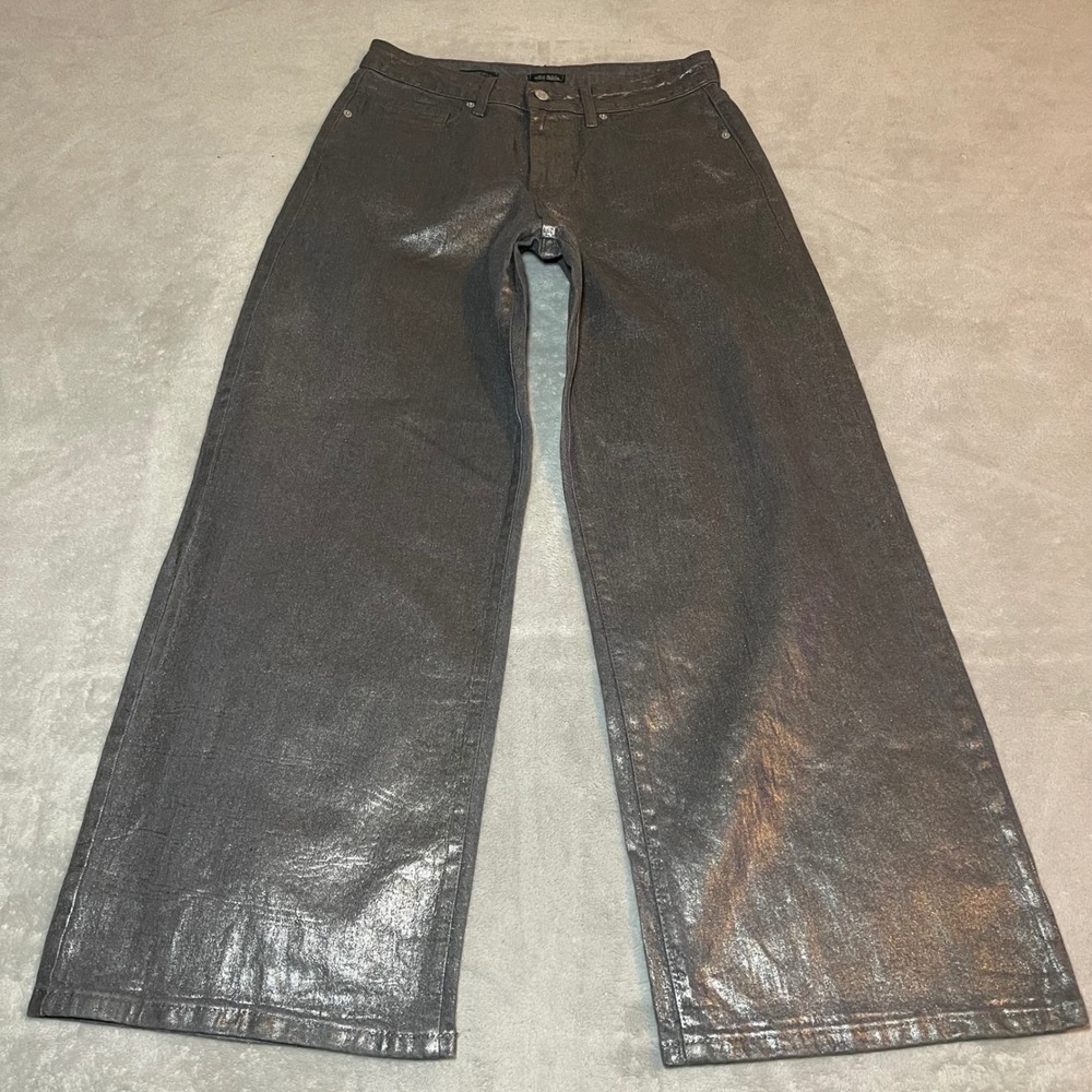 Wild Fable Jeans Womens 8/R High-Rise Baggy Metallic Silver Coated Waxed 32x30